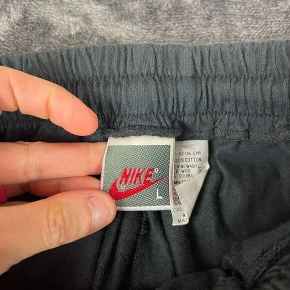 Vtg 80's Nike Sweatpants Tapered Leg Pockets Black Men's L Drawstring - Picture 5 of 13